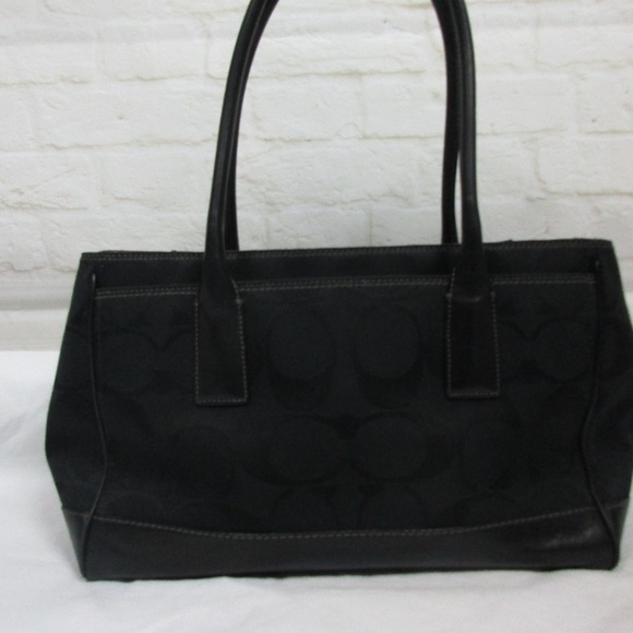 Coach Black Canvas and Leather Medium Shoulder Bag - Picture 6 of 8